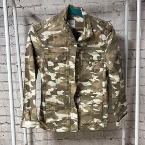 Camo Utility Jacket in Olive & Cream
